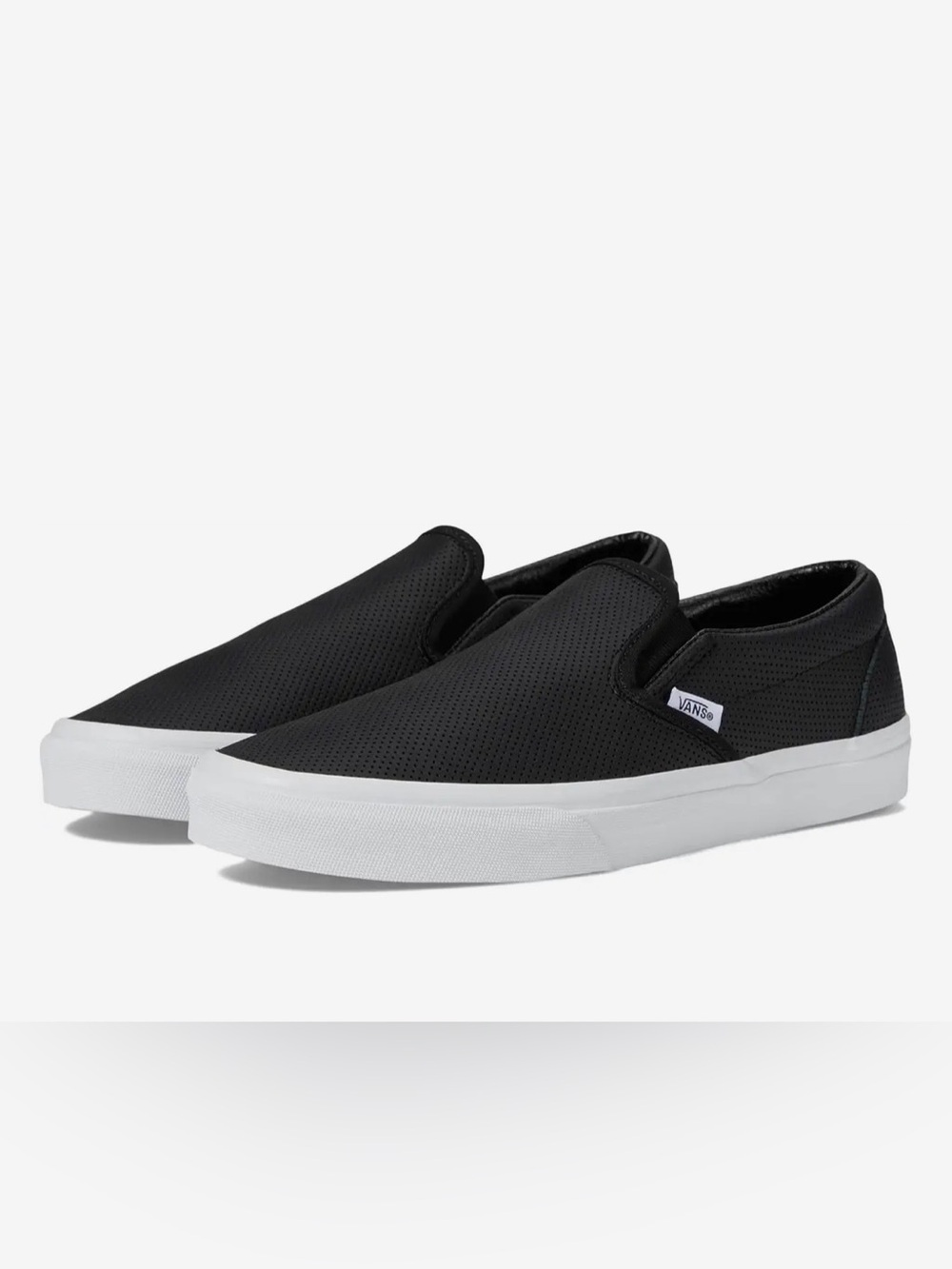 Vans Black Perforated Leather Slip-On Sneakers, Women’s 9